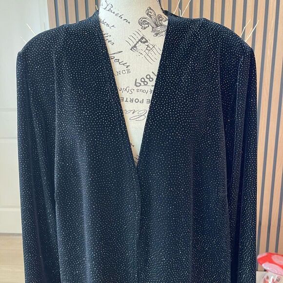 VTG ONYX Nite By Wendye Chaitin Cardigan Blazer 22 Black Sequin Formal Evening - Picture 3 of 10